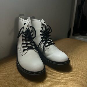White Lace-Up Boots